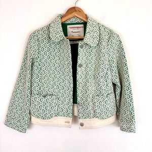 Anthropologie Cartonnier Floral Lace‎ Jacket (Green w/ Lace Overlay) Women's S